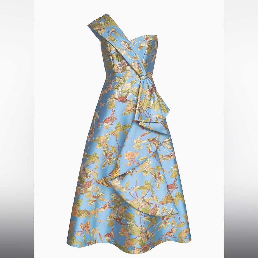 Theia Dalia Floral One-Shoulder Cocktail Dress
Cornflower Marigold, Size 8